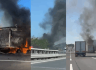 SEYİR HALİNDEKİ TIRIN DORSESİNDE YANGIN ÇIKTI