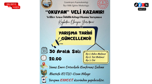 UZUNKÖPRÜ’DE VELİLERE YÖNELİK KİTAP OKUMA YARIŞMASI