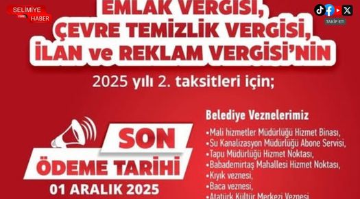 BELEDİYE VERGİLERİNİN SON GÜNÜ
