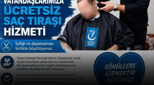EDİRNE’DE ENGELLİ VATANDAŞLARA HER PAZAR ÜCRETSİZ TIRAŞ HİZMETİ