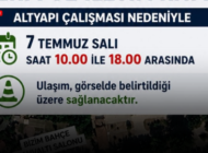 KARAAĞAÇ’TA KANALİZASYON ALTYAPI ÇALIŞMASI NEDENİYLE TRAFİK DÜZENLEMESİ