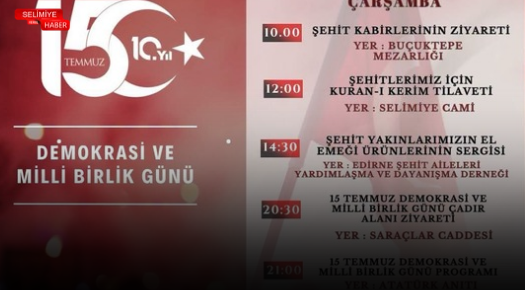 EDİRNE’DE 15 TEMMUZ ANMA PROGRAMINA DAVET