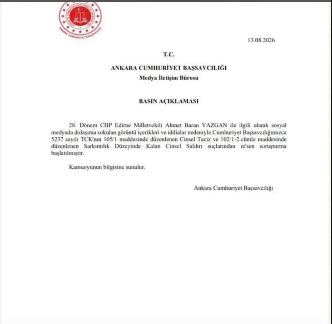 CHP Edirne Milletvekili Yazgan hakkında taciz iddiasıyla re’sen soruşturma başlatıldı